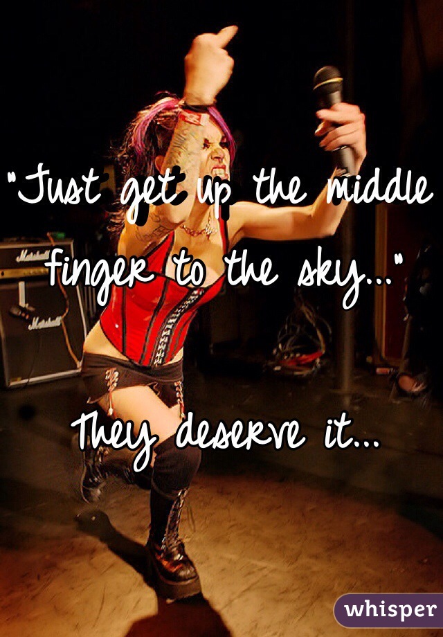 "Just get up the middle finger to the sky..."

They deserve it...