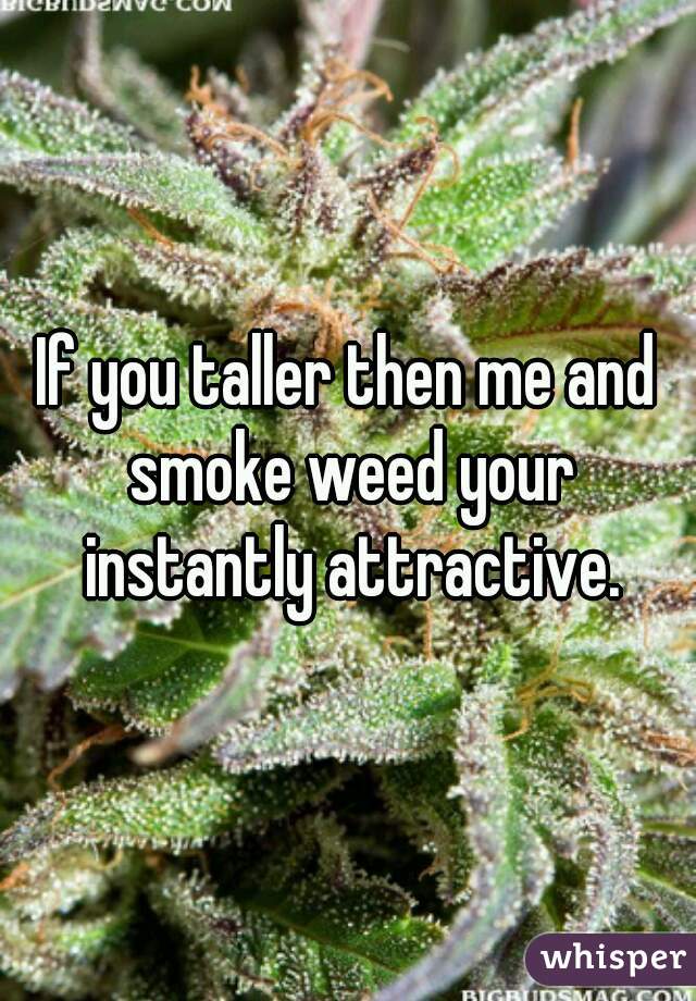 If you taller then me and smoke weed your instantly attractive.