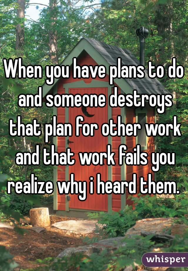 When you have plans to do and someone destroys that plan for other work and that work fails you realize why i heard them. 