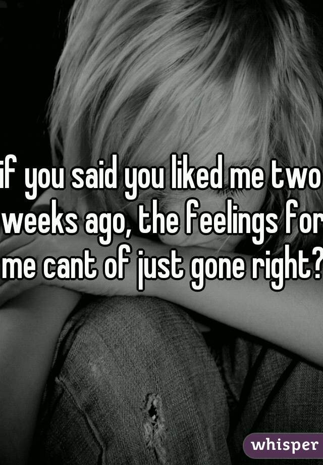 if you said you liked me two weeks ago, the feelings for me cant of just gone right? 