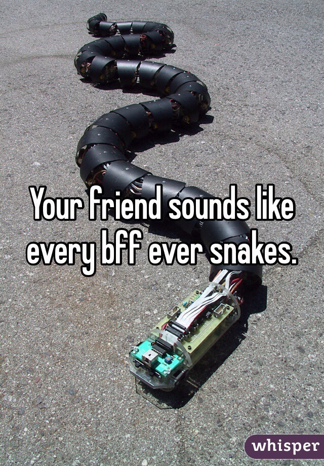 Your friend sounds like every bff ever snakes.