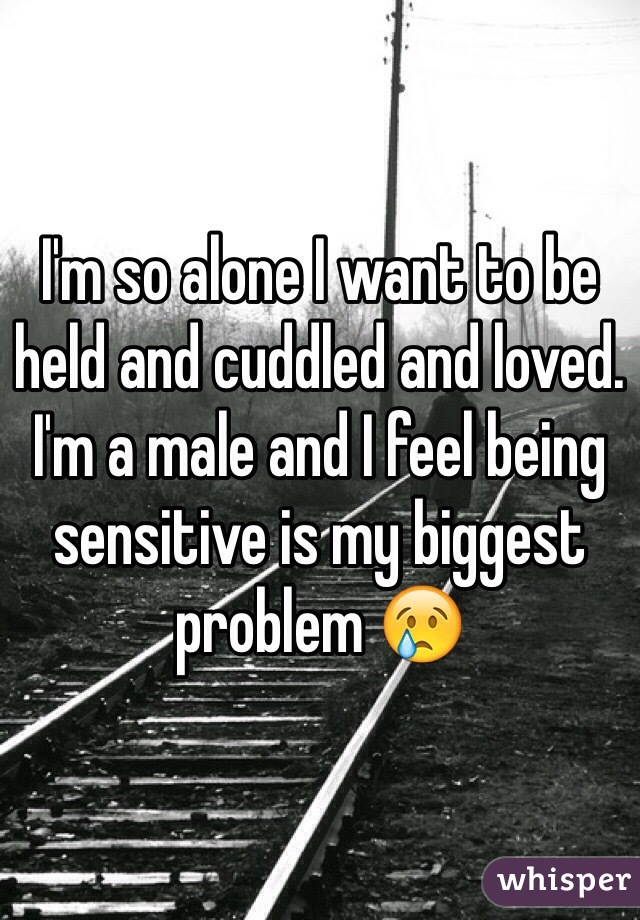 I'm so alone I want to be held and cuddled and loved. I'm a male and I feel being sensitive is my biggest problem 😢