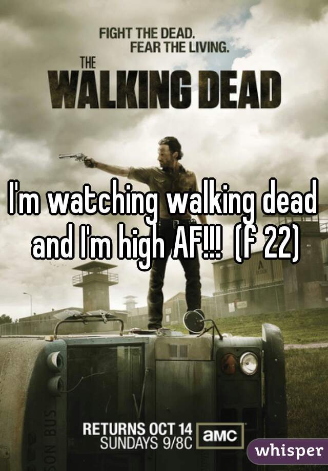 I'm watching walking dead and I'm high AF!!!  (f 22)