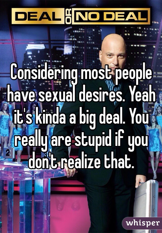 Considering most people have sexual desires. Yeah it's kinda a big deal. You really are stupid if you don't realize that. 