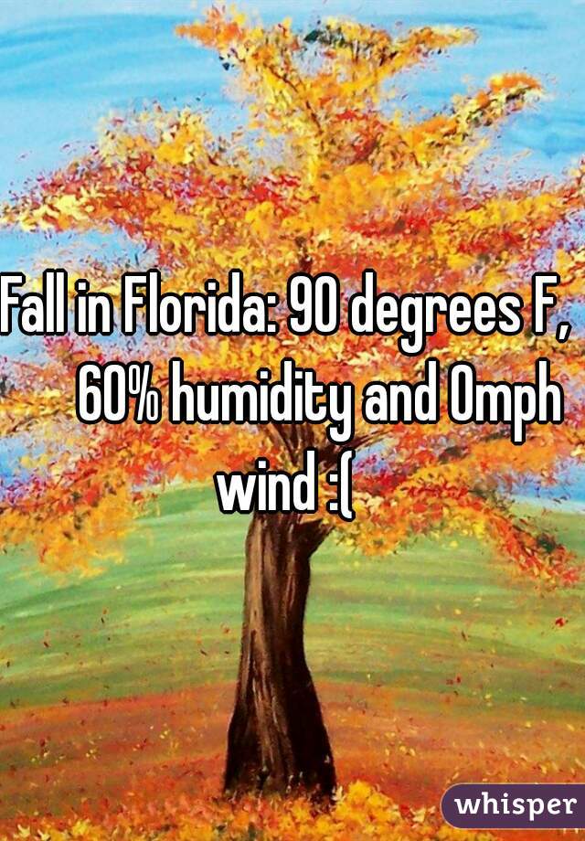 Fall in Florida: 90 degrees F,      60% humidity and 0mph wind :(  