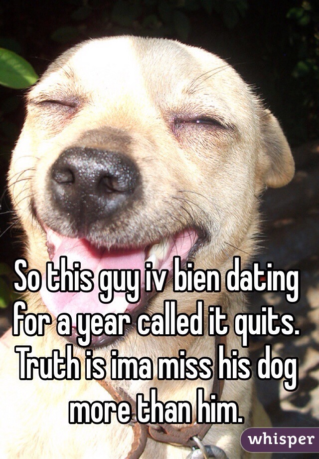 So this guy iv bien dating for a year called it quits. Truth is ima miss his dog more than him. 