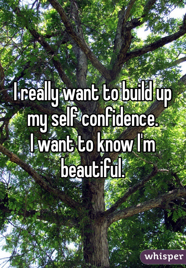 I really want to build up my self confidence. 
I want to know I'm beautiful. 