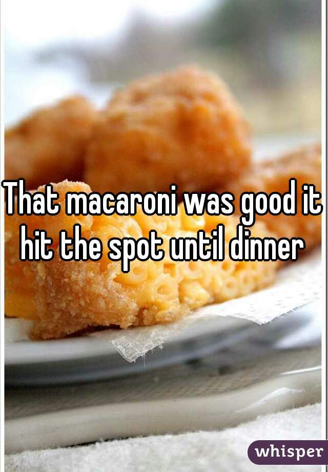 That macaroni was good it hit the spot until dinner 