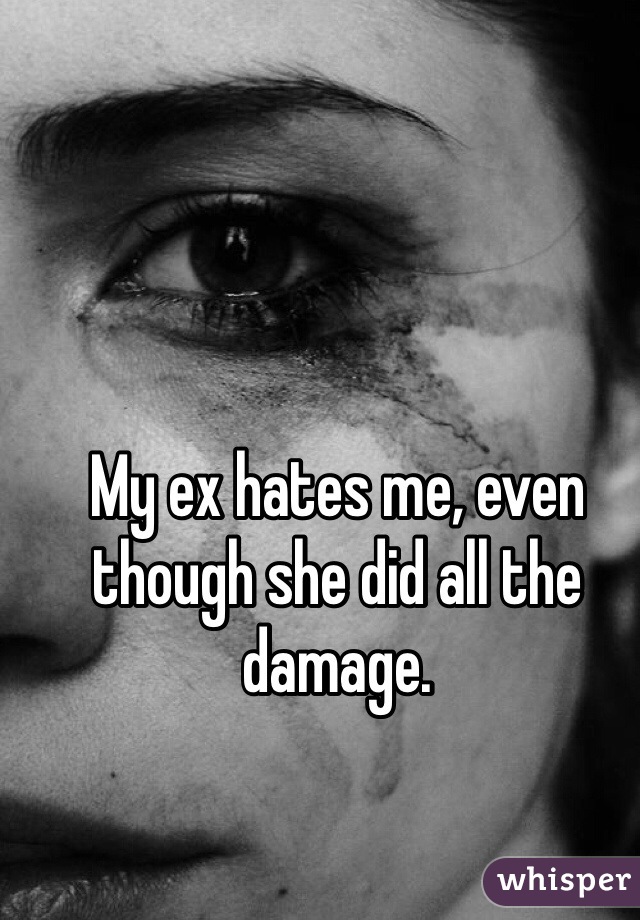 My ex hates me, even though she did all the damage.