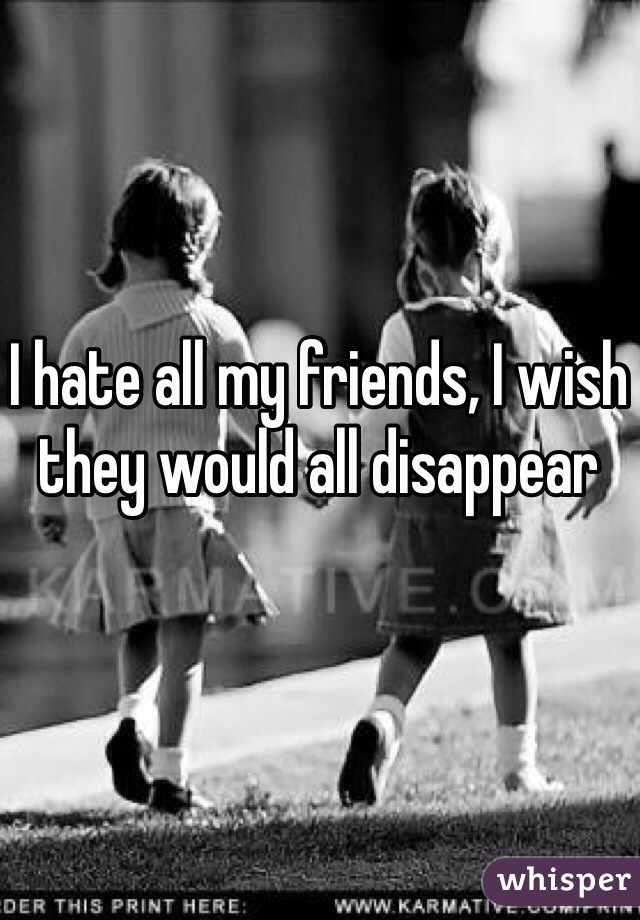 I hate all my friends, I wish they would all disappear 