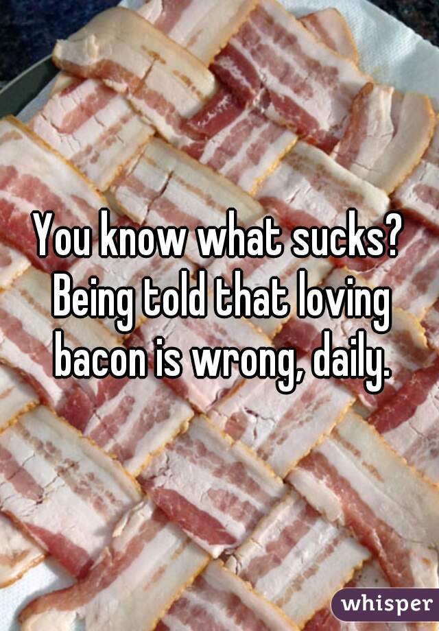 You know what sucks? Being told that loving bacon is wrong, daily.