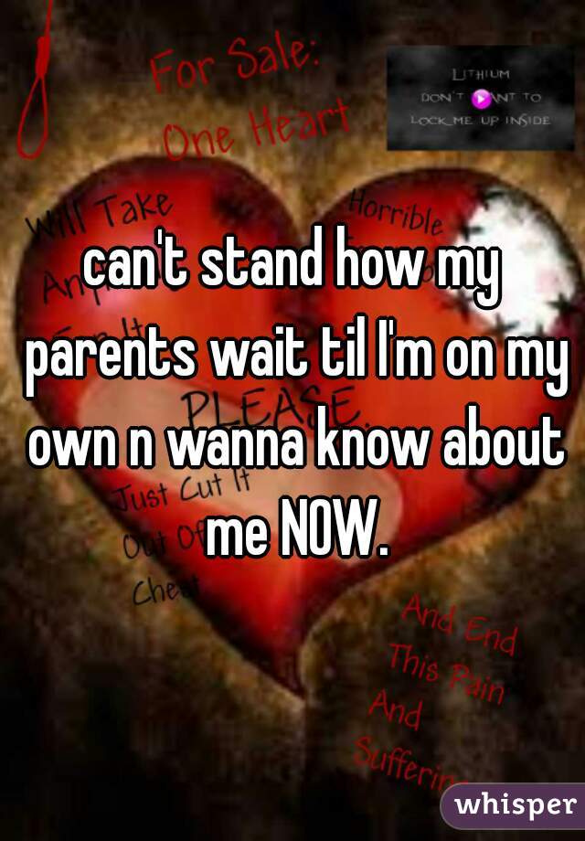 can't stand how my parents wait til I'm on my own n wanna know about me NOW.