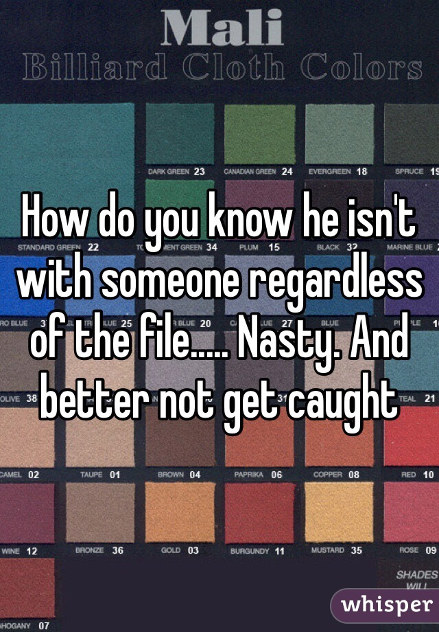 How do you know he isn't with someone regardless of the file..... Nasty. And better not get caught 