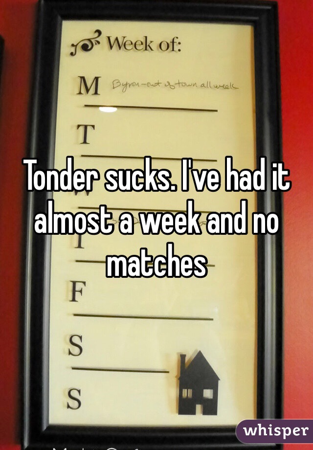 Tonder sucks. I've had it almost a week and no matches