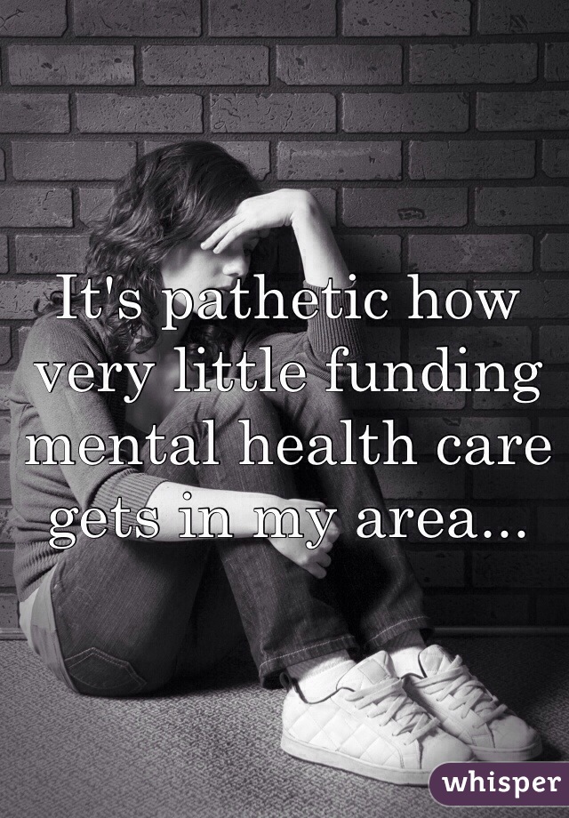 It's pathetic how very little funding mental health care gets in my area...