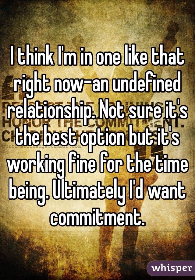 I think I'm in one like that right now-an undefined relationship. Not sure it's the best option but it's working fine for the time being. Ultimately I'd want commitment.