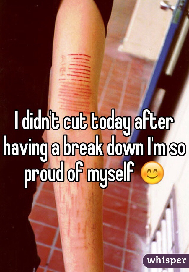 I didn't cut today after having a break down I'm so proud of myself 😊