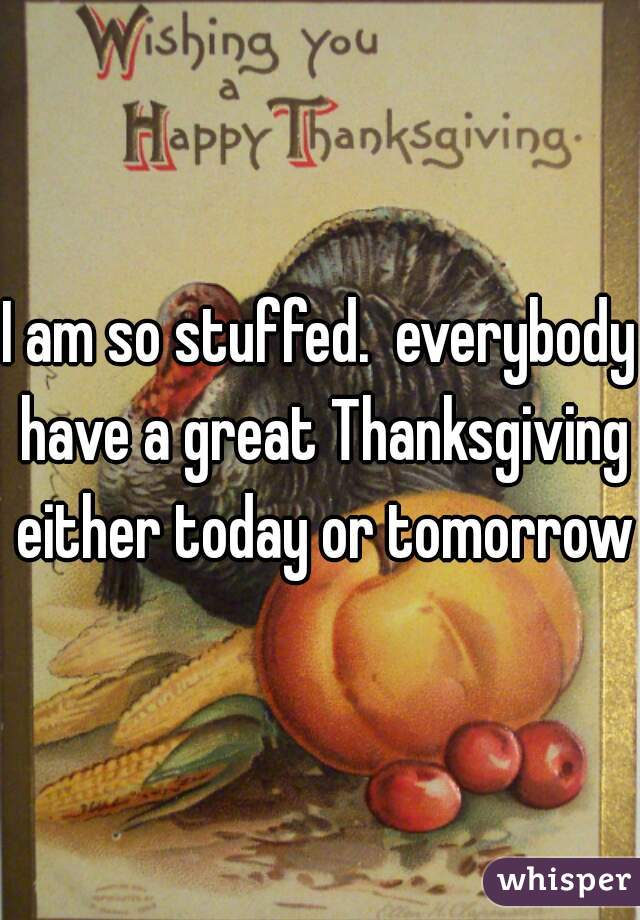 I am so stuffed.  everybody have a great Thanksgiving either today or tomorrow