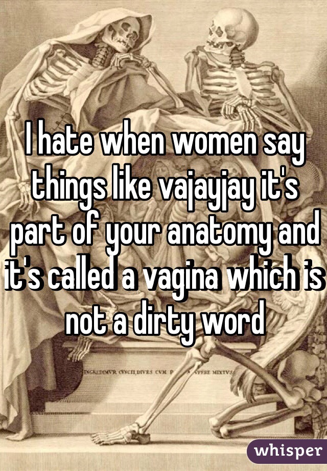 I hate when women say things like vajayjay it's part of your anatomy and it's called a vagina which is not a dirty word