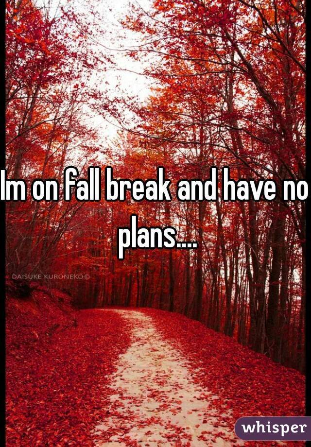Im on fall break and have no plans....