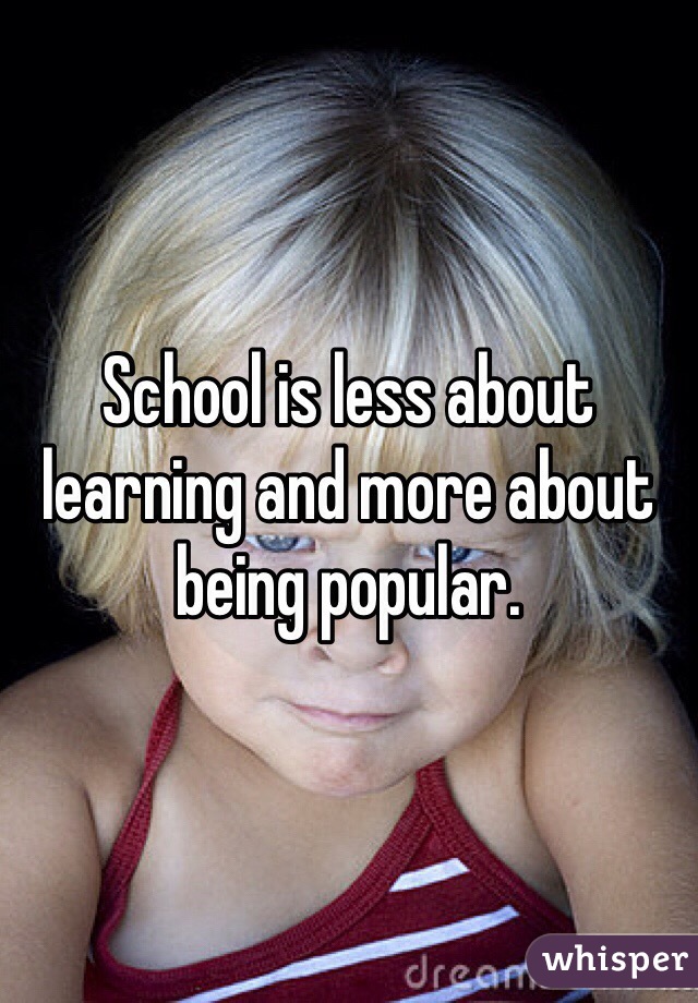 School is less about learning and more about being popular. 