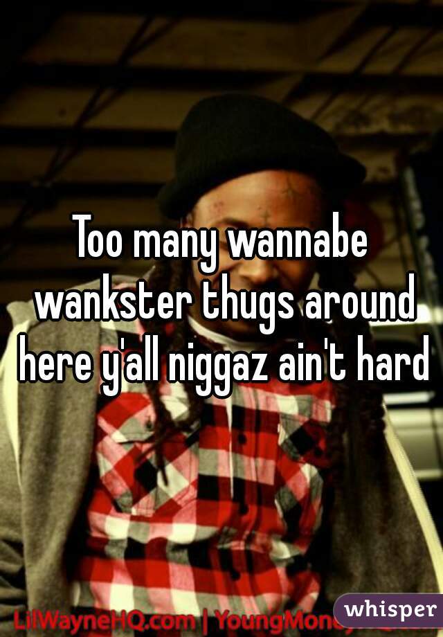 Too many wannabe wankster thugs around here y'all niggaz ain't hard