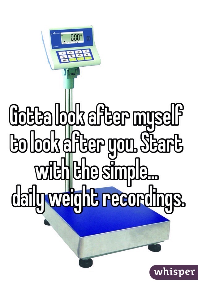 Gotta look after myself to look after you. Start with the simple...
 daily weight recordings. 
