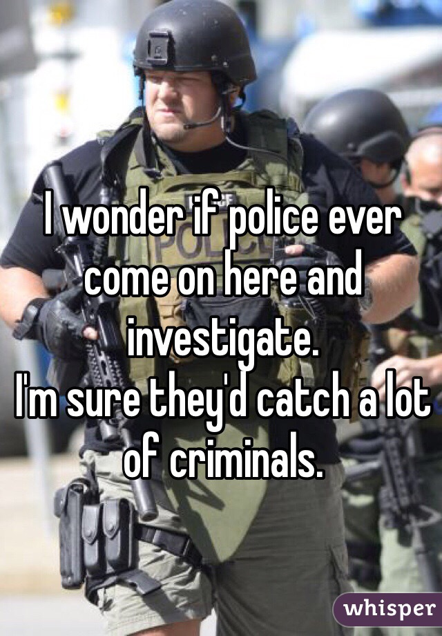 I wonder if police ever come on here and investigate.
I'm sure they'd catch a lot of criminals. 
