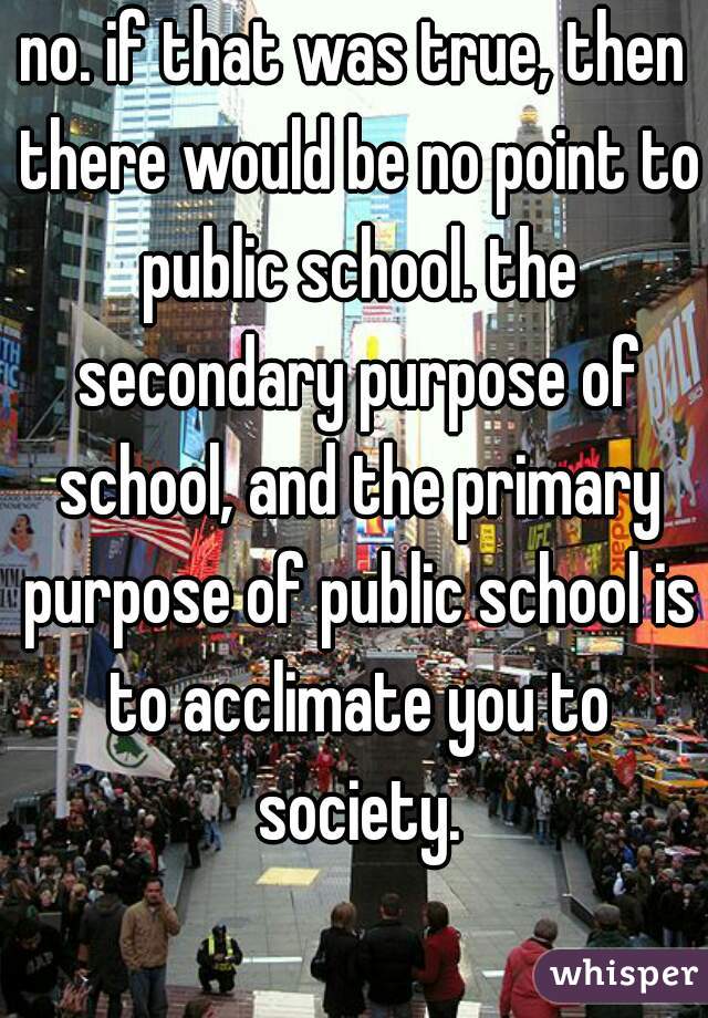 no. if that was true, then there would be no point to public school. the secondary purpose of school, and the primary purpose of public school is to acclimate you to society.