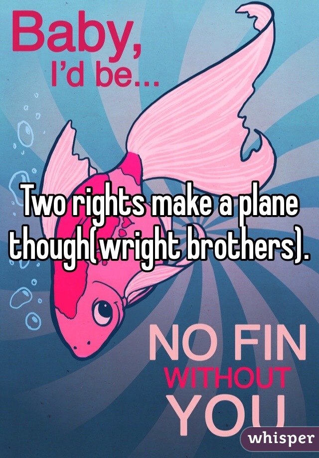 Two rights make a plane though(wright brothers). 