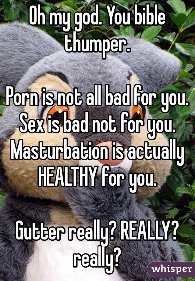 Bad Masturbation Porn - Oh my god. You bible thumper. Porn is not all bad for you. Sex is bad