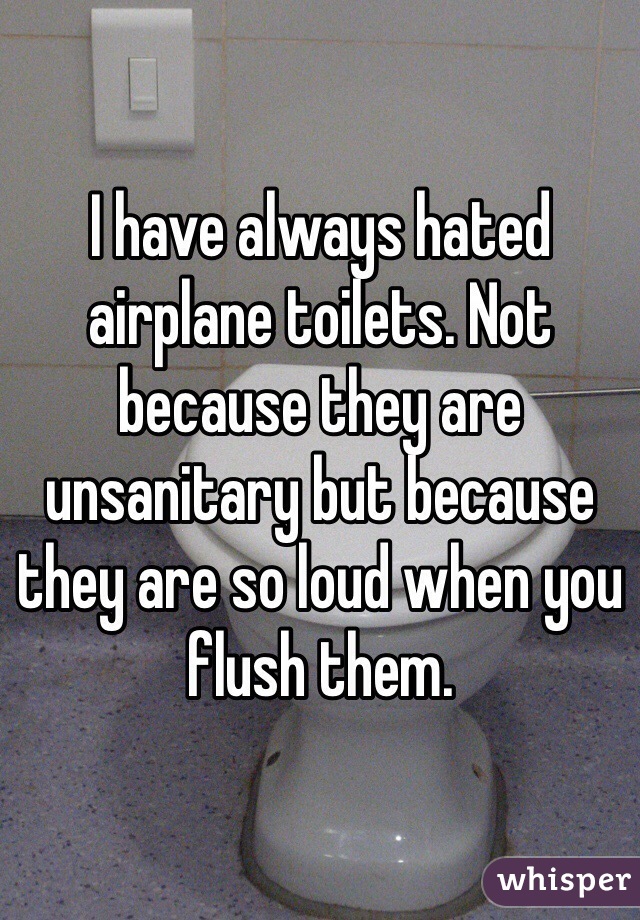 I have always hated airplane toilets. Not because they are unsanitary but because they are so loud when you flush them.