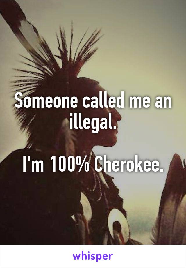 Someone called me an illegal.

I'm 100% Cherokee.
