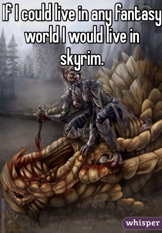 If I could live in any fantasy world I would live in skyrim. 
