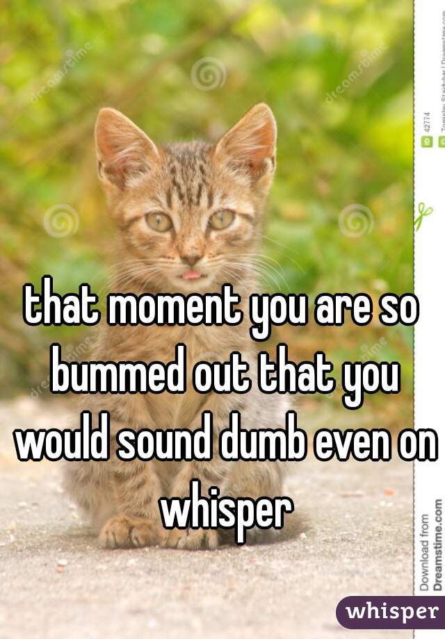 that moment you are so bummed out that you would sound dumb even on whisper