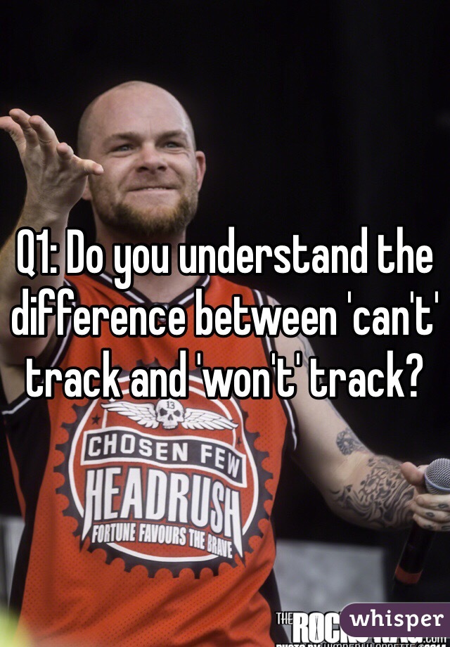 Q1: Do you understand the difference between 'can't' track and 'won't' track?