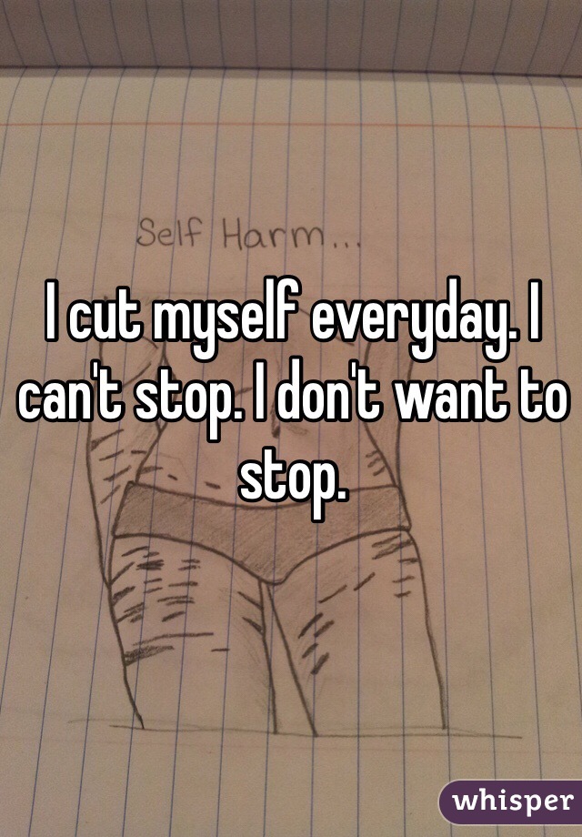 I cut myself everyday. I can't stop. I don't want to stop. 