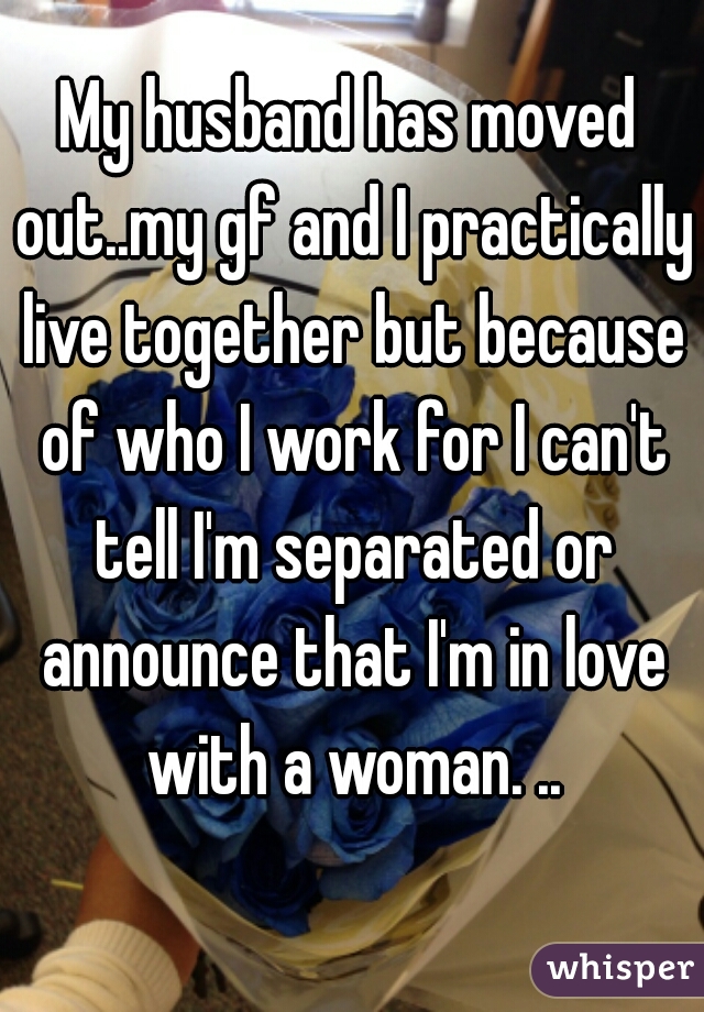 My husband has moved out..my gf and I practically live together but because of who I work for I can't tell I'm separated or announce that I'm in love with a woman. ..