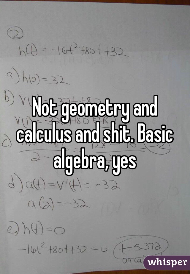 Not geometry and calculus and shit. Basic algebra, yes