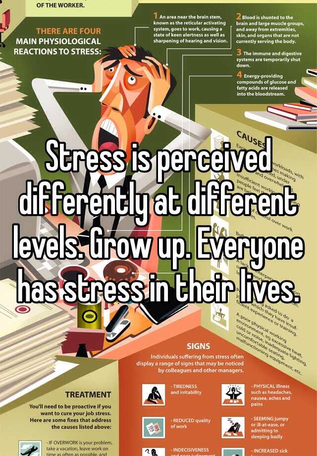 Stress is perceived differently at different levels. Grow up. Everyone ...