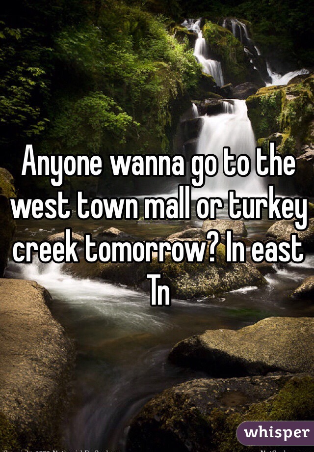 Anyone wanna go to the west town mall or turkey creek tomorrow? In east Tn
