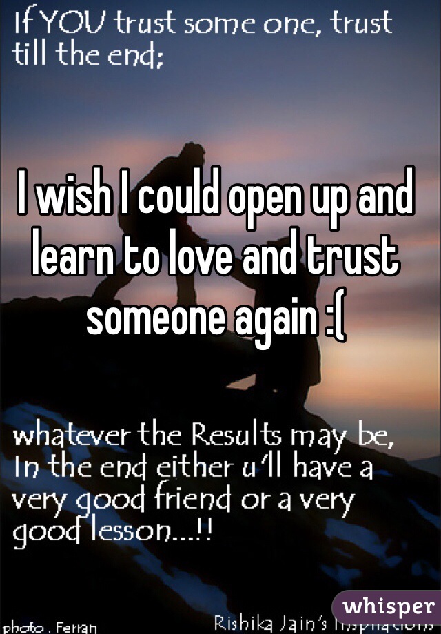 I wish I could open up and learn to love and trust someone again :( 
