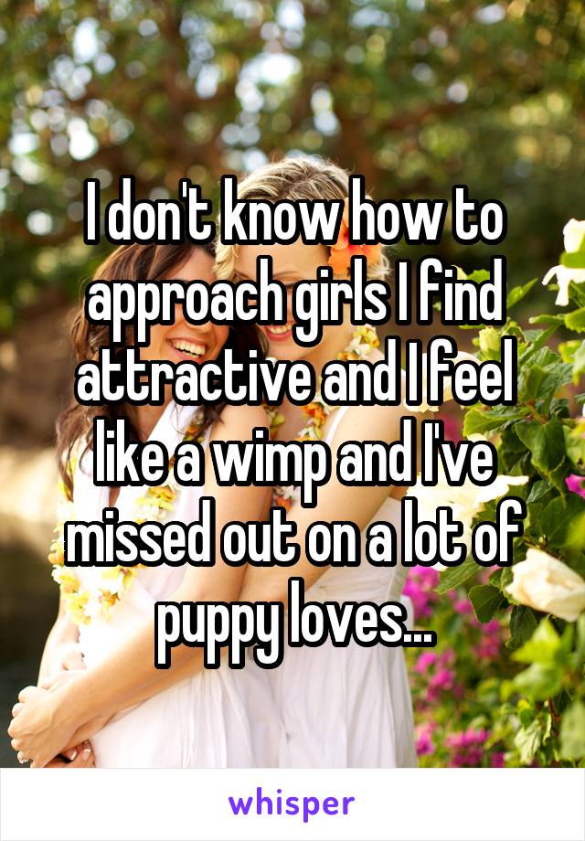 I don't know how to approach girls I find attractive and I feel like a wimp and I've missed out on a lot of puppy loves...