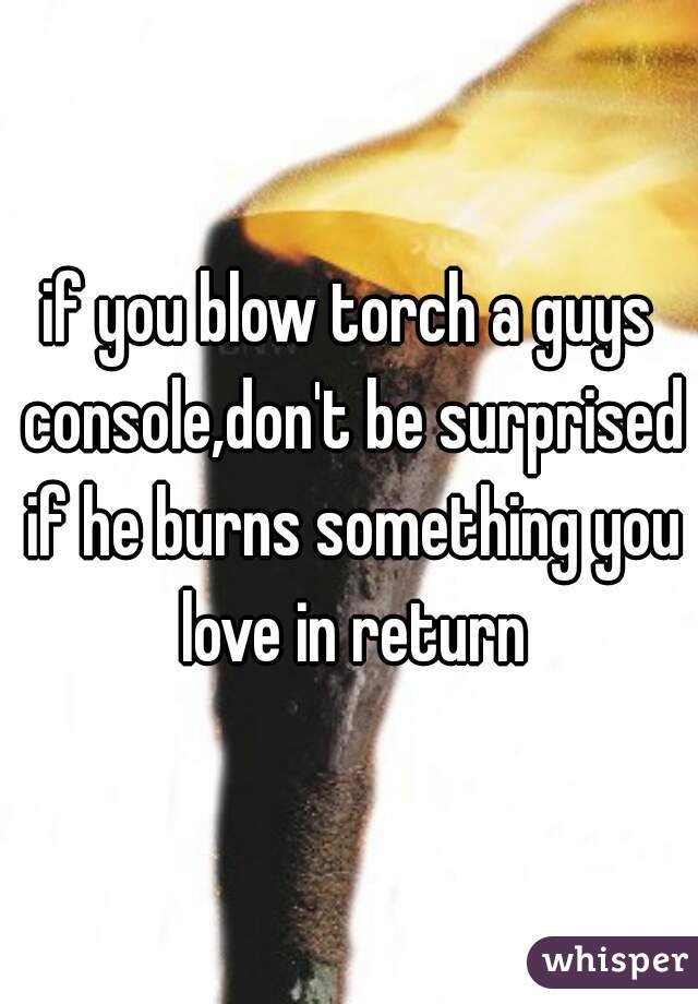 if you blow torch a guys console,don't be surprised if he burns something you love in return