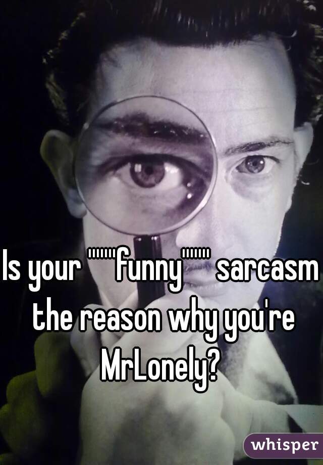 Is your '''''''funny''''''' sarcasm the reason why you're MrLonely? 