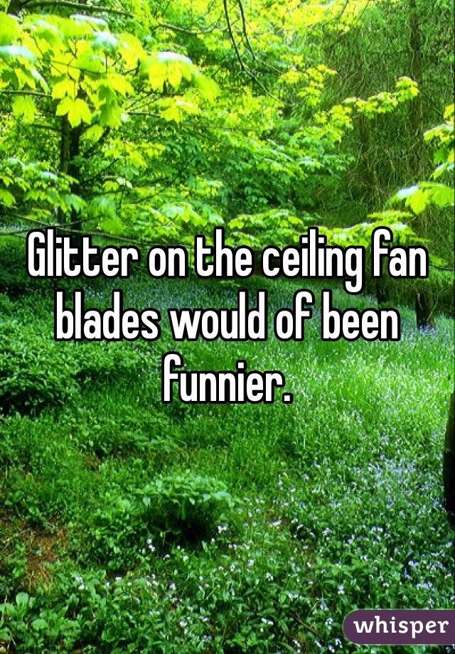 Glitter on the ceiling fan blades would of been funnier. 