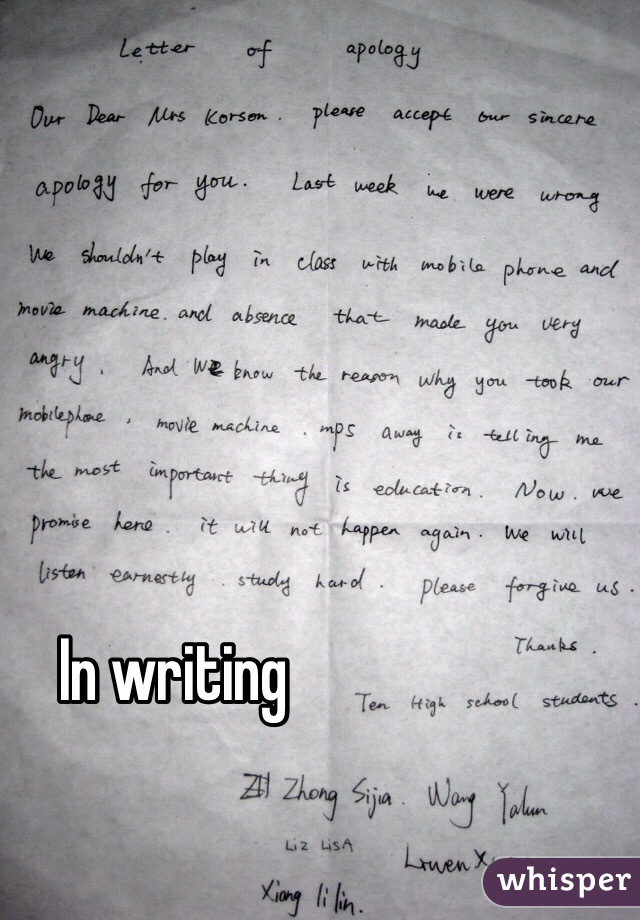 In writing