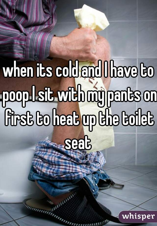 when its cold and I have to poop I sit with my pants on first to heat up the toilet seat 