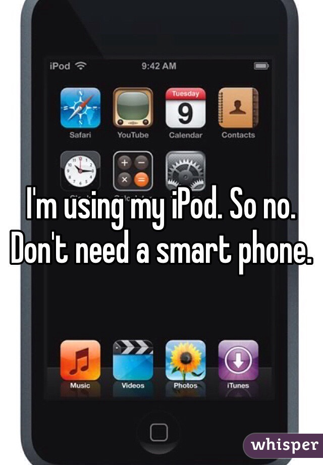 I'm using my iPod. So no. Don't need a smart phone.