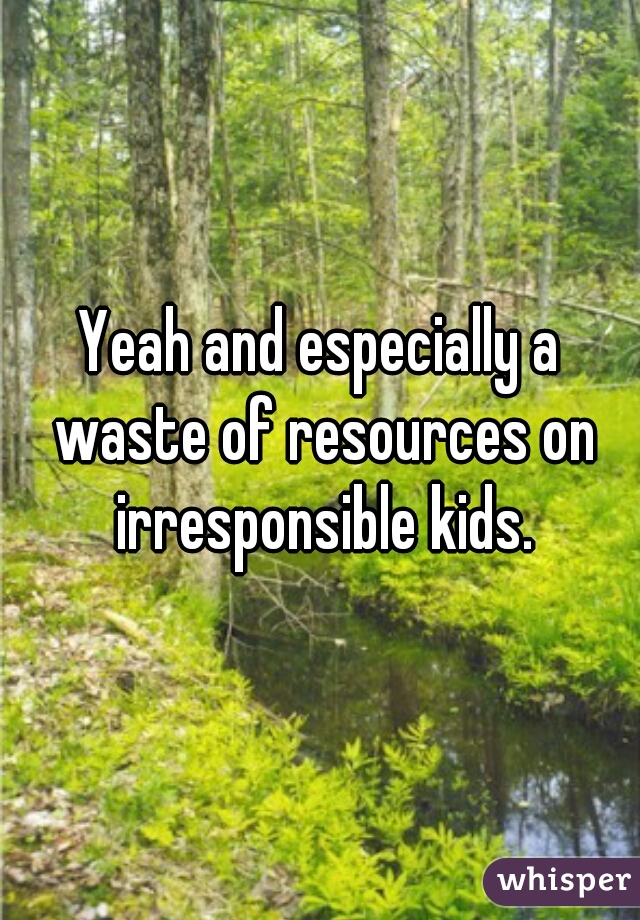 Yeah and especially a waste of resources on irresponsible kids.